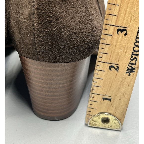 Talbot Ankle Boots Womens 6M Brown Suede Leather Pointed Toe Block Heel Side Zip - Picture 7 of 8